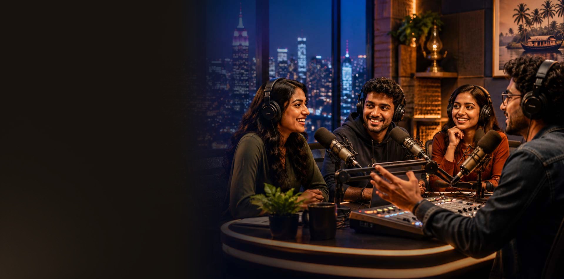 Nammude Radio hosts on air in the studio